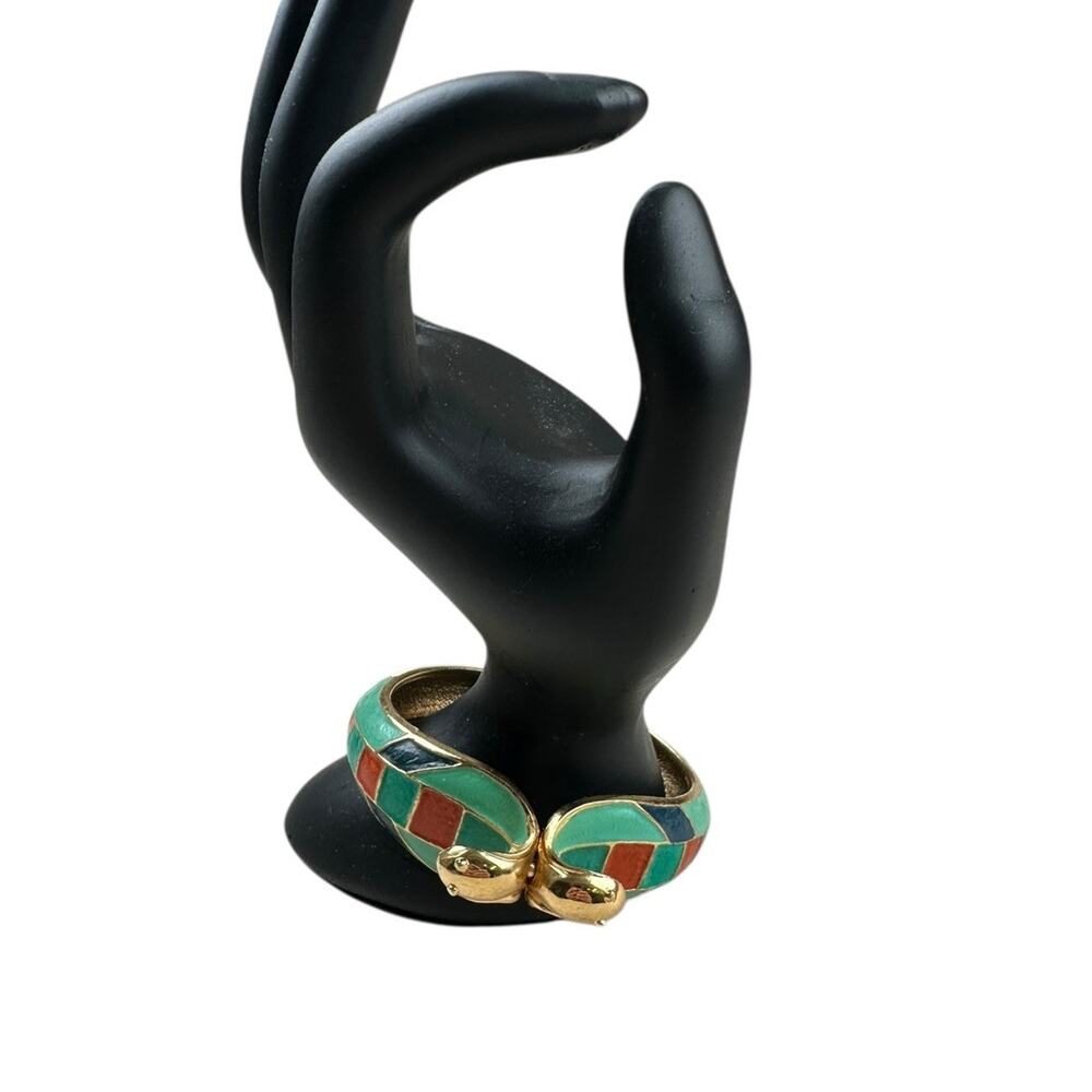 Rare Hattie Carnegie Cobra Enameled Clamper Bracelet